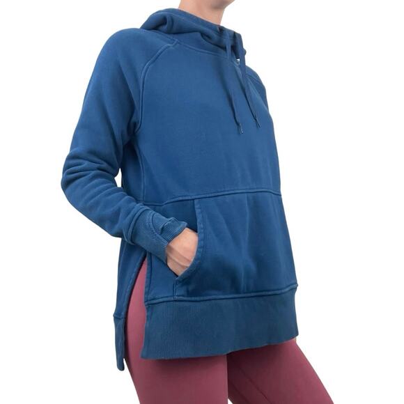 Athleta Blue Fur Lined Hooded Sweatshirt - Picture 3 of 9